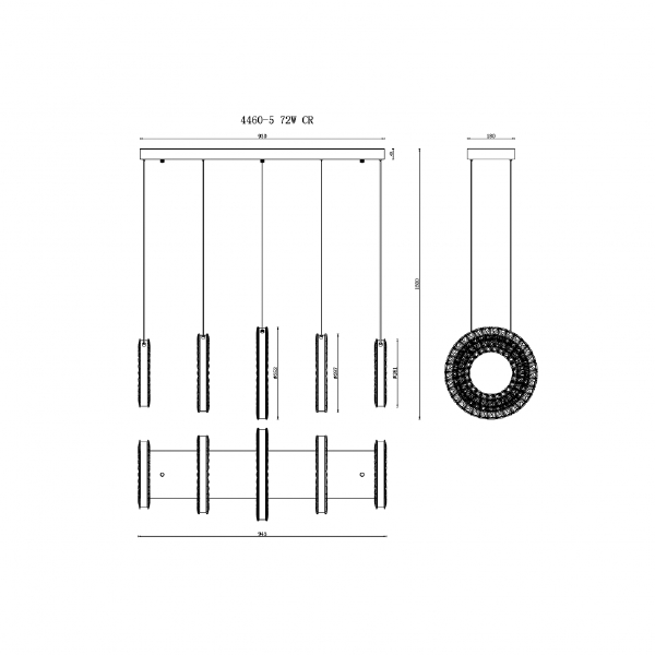 Светильник подвесной Crystal ice 4460-5 72W CR