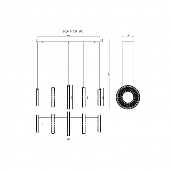 Светильник подвесной Crystal ice 4460-5 72W TGD