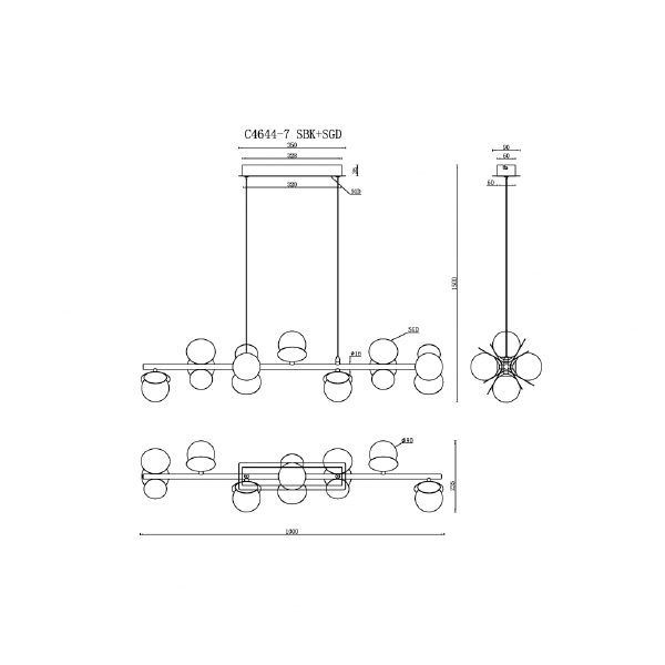 Светильник подвесной Savage C4644-7 MBK+SGD