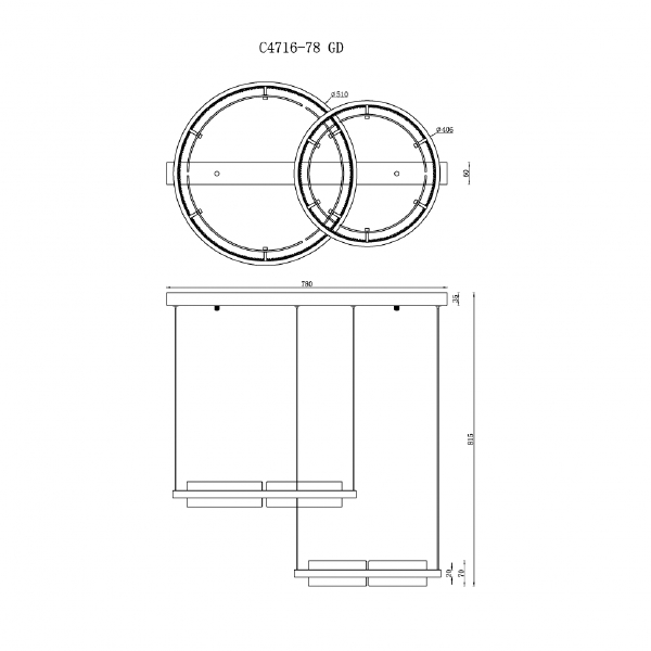 Подвесная люстра Meridian C4716-78 GD