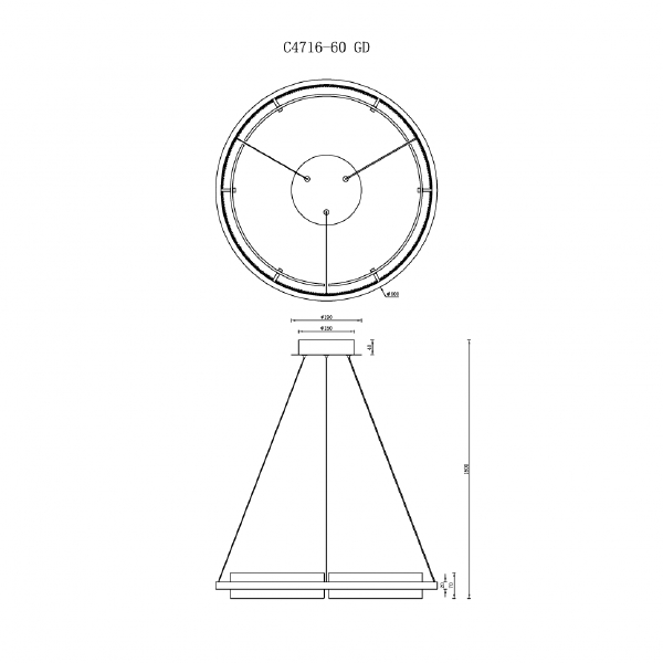 Подвесная люстра Meridian C4716-60 GD
