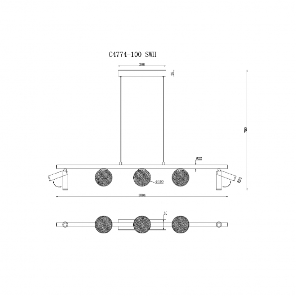 Светильник подвесной Telescope C4774-100 SWH