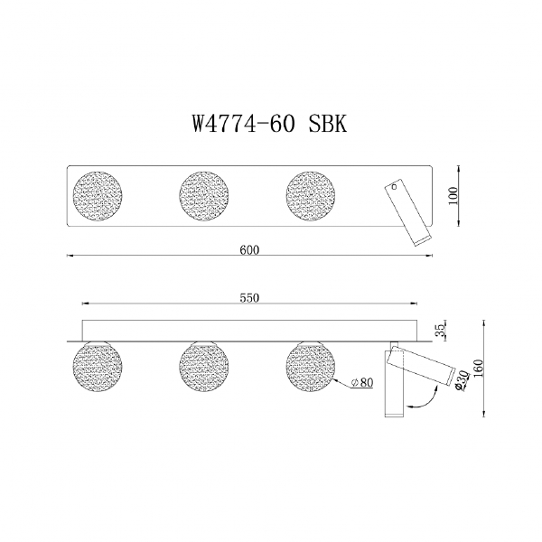 Настенный светильник Telescope W4774-60 SBK