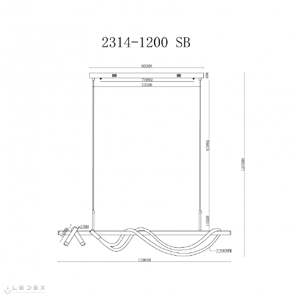 Светильник подвесной Cross 2314-1200 SB