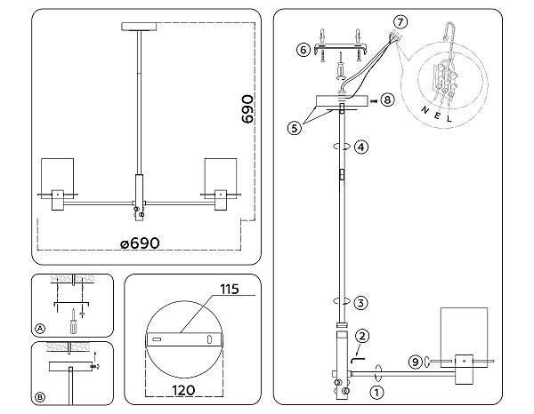 Люстра на штанге Modern LH57041