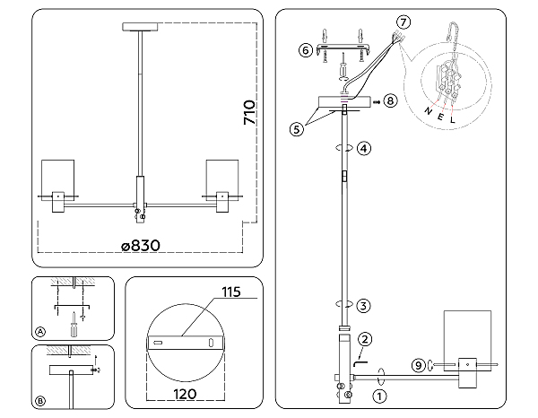 Люстра на штанге Modern LH57043