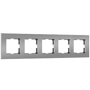 Рамка Slab серебро софт W0052965/ Рамка на 5 постов Slab (серебро софт)