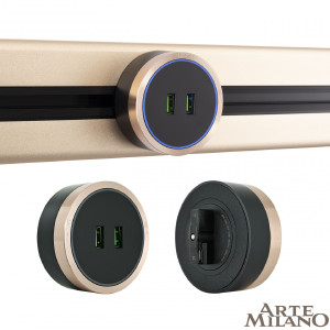 Трековая розетка Am-track-sockets 380066TS LED/USBx2 Gold