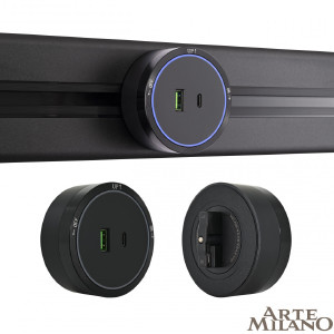 Трековая розетка Am-track-sockets 380066TS LED/USB-Type-C Black