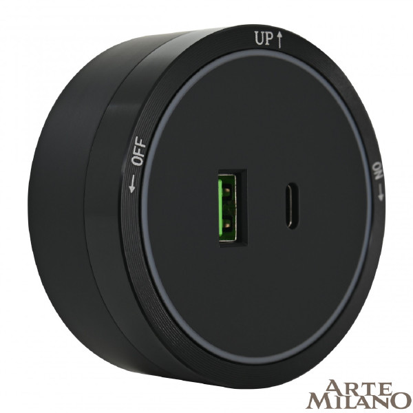 Трековая розетка Am-track-sockets 380066TS LED/USB-Type-C Black