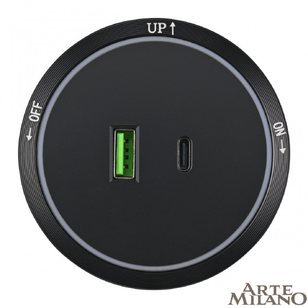 Трековая розетка Am-track-sockets 380066TS LED/USB-Type-C Black