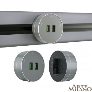 Трековая розетка Am-track-sockets 380011TS/USBx2 Grey