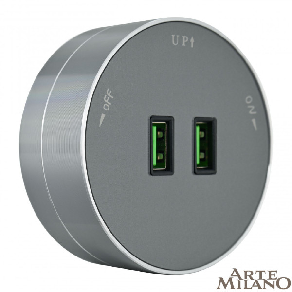 Трековая розетка Am-track-sockets 380011TS/USBx2 Grey