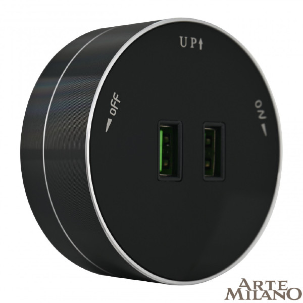 Трековая розетка Am-track-sockets 380011TS/USBx2 Black