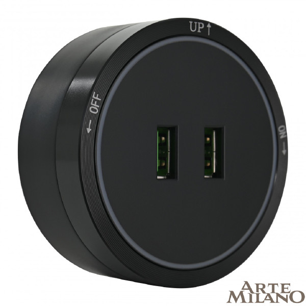 Трековая розетка Am-track-sockets 380066TS LED/USBx2 Black