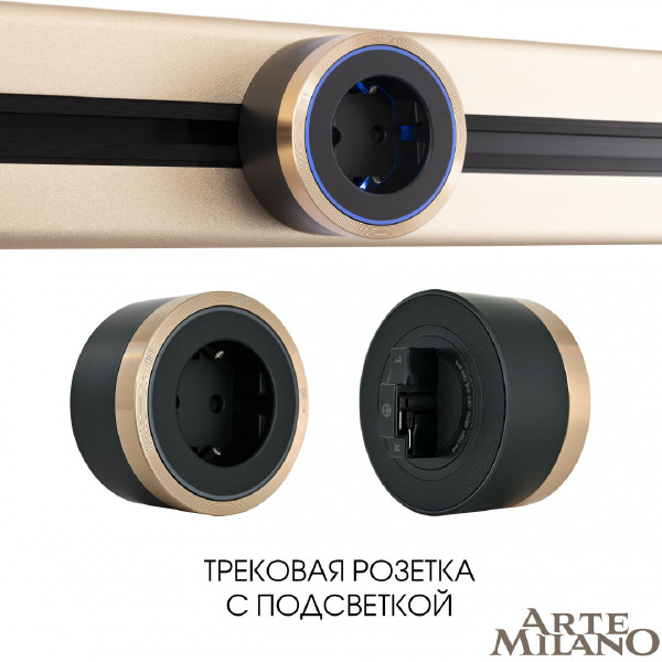 Трековая розетка Am-track-sockets 380066TS LED/ES Gold