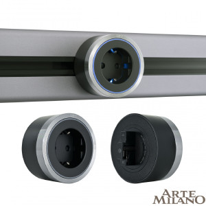 Трековая розетка Am-track-sockets 380066TS LED/ES Grey