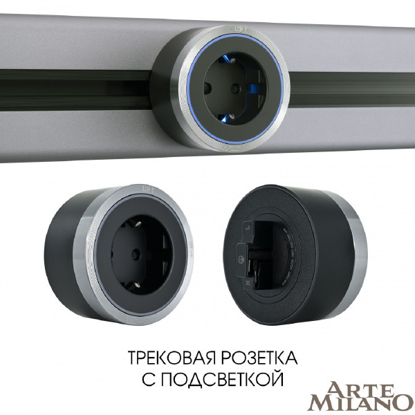 Трековая розетка Am-track-sockets 380066TS LED/ES Grey