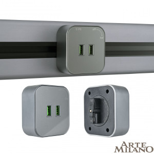 Трековая розетка Am-track-sockets 380022TS/USBx2 Grey