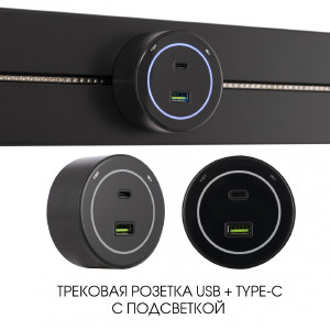 Трековая розетка Am-track-sockets-39 399732TS/USB-Type-C Black