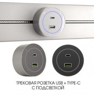 Трековая розетка Am-track-sockets-39 399732TS/USB-Type-C Silver