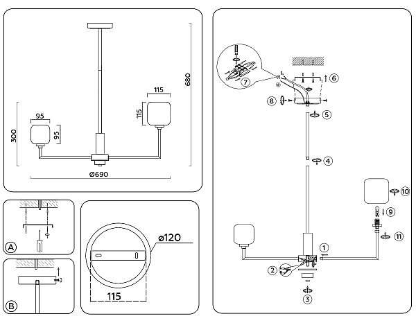 Люстра на штанге Heigh Light LH53001