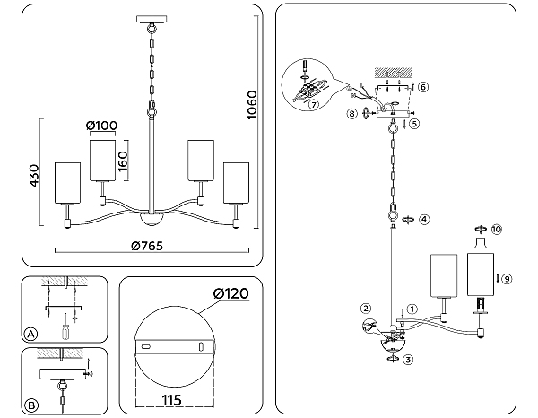 Подвесная люстра Heigh Light LH56054