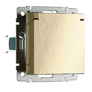 Розетка Встраиваемые механизмы шампань рифленый W1171210/ Розетка влагозащ. с зазем. с защит. крышкой и шторками N (шампань рифленый)