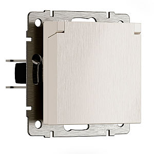Розетка Встраиваемые механизмы перламутровый рифленый W1171213/ Розетка влагозащ. с зазем. с защит. крышкой и шторками N (перламутровый рифленый)