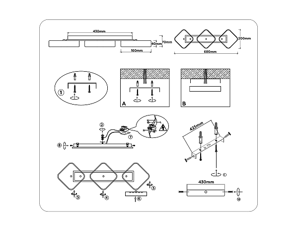 Потолочная люстра LineTech FL4878