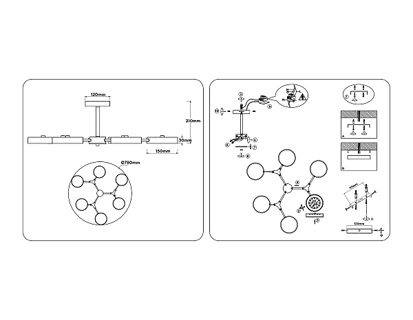 Потолочная люстра LineTech FL516334