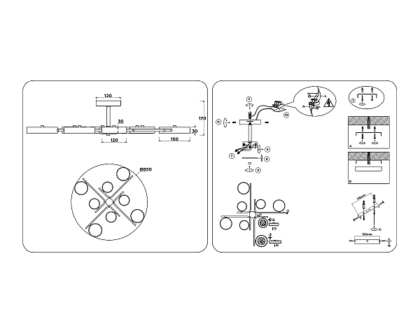 Потолочная люстра LineTech FL516338