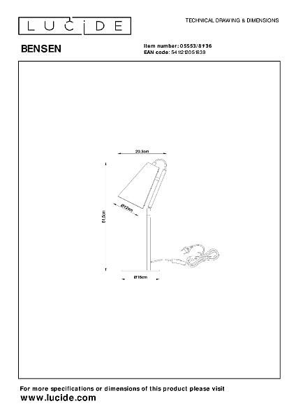 Настольная лампа Bensen 05553/81/36