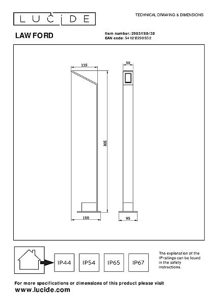 Уличный наземный светильник Lawford 29831/80/30