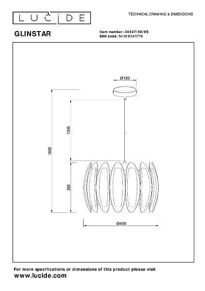 Светильник подвесной Glinstar 34447/40/99