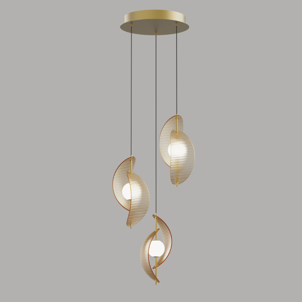 Светильник подвесной MD24030035 MD24030035-3A brass/amber