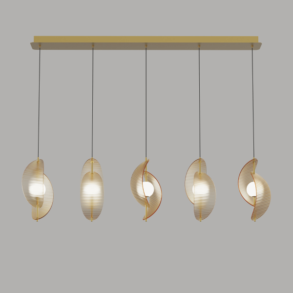 Светильник подвесной MD24030035 MD24030035-5B brass/amber
