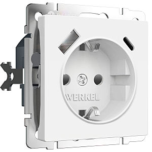 Розетка Werkel W1171761/ Розетка с заземлением, шторками и USB тип A+C (белый матовый)