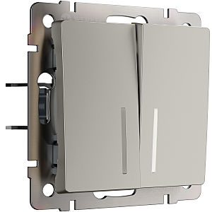 Выключатель Werkel W1222104/ Выключатель двухклавишный проходной с подсветкой (дымчатый)