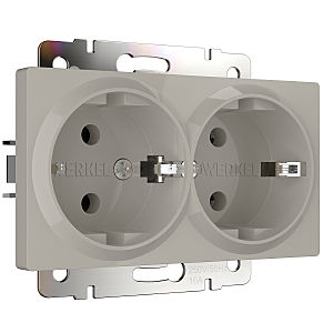 Розетка Werkel W1272004/ Розетка двойная с заземлением (дымчатый)