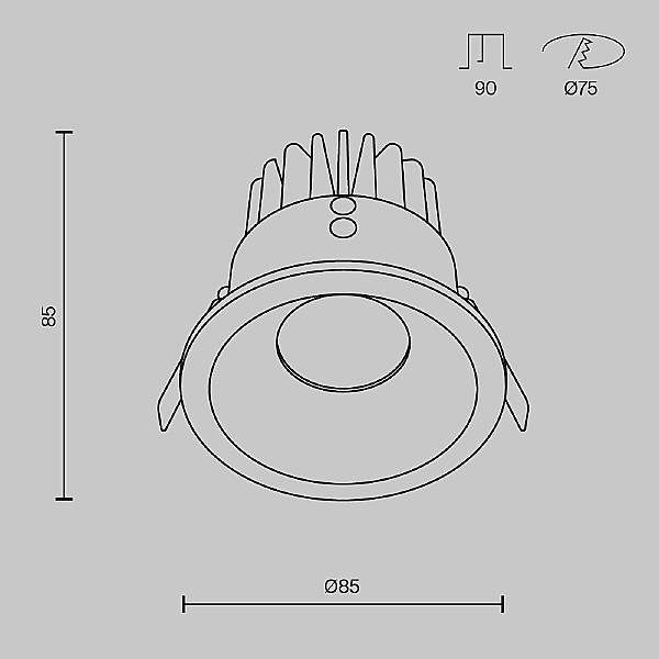 Встраиваемый светильник Zoom DL034-01-12W2.7K-B