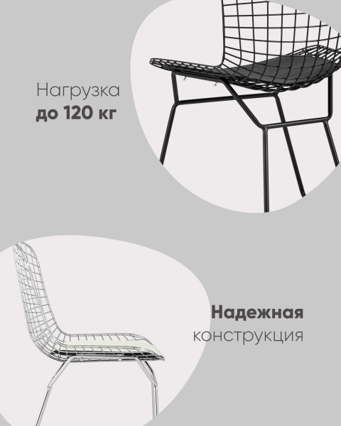 Обеденный стул Bertoia BTY-18-P6 CH/BL