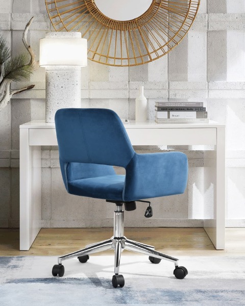 Кресло офисное ROSS ROSS CHROME VELVET DARK BLUE