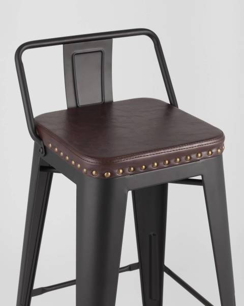 Полубарный стул Tolix Soft LF626A MATTE BLACK 3474+PU7005