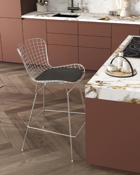 Полубарный стул Bertoia BTY-24L-P6 CH/BL
