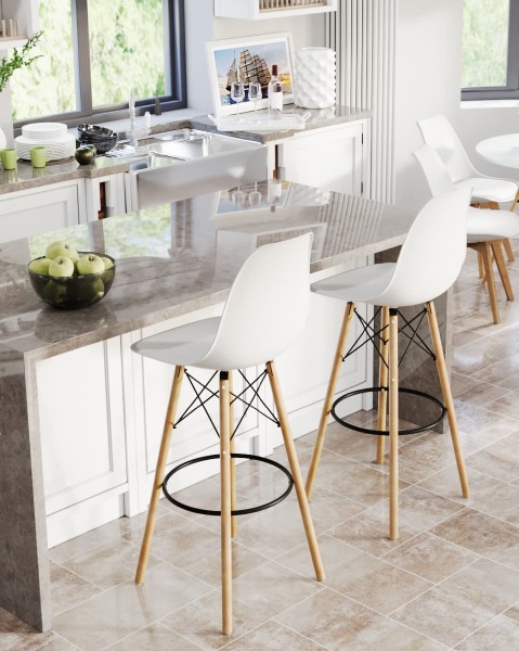 Барный стул DSW 8056H WHITE SEAT DUAL