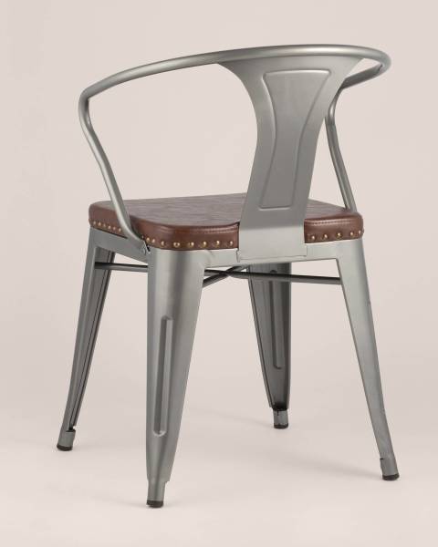 Обеденный стул Tolix Arms Soft LF718H GREY 7083+PU7002