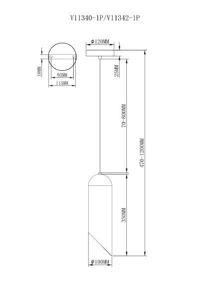 Светильник подвесной Tube V11342-1P