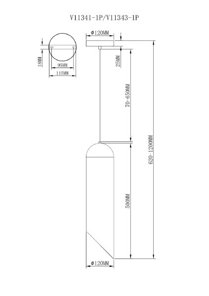Светильник подвесной Tube V11343-1P