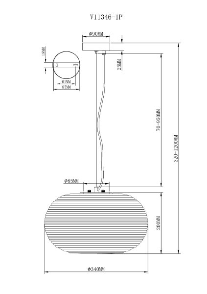 Светильник подвесной Arden V11346-1P